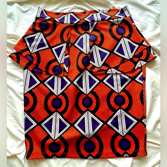 D’Iyanu Dresses & Skirts - D’Iyanu Orange/Purple Print Peplum Skirt